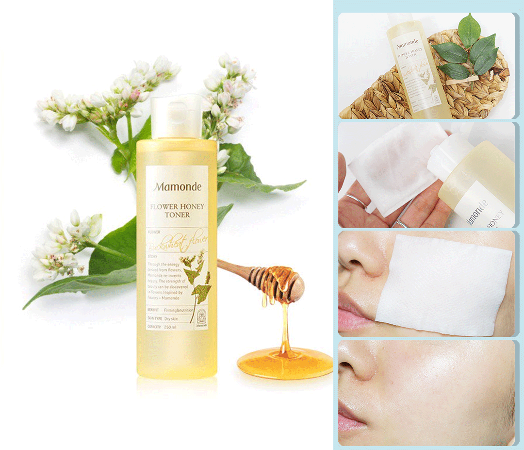 Mamonde Flower Honey Toner 25 ml. โทนเนอร์ที่เต็มเปี่ยมไปด้วยสารอาหาร ที่มีคุณค่าทางโภชนาการแก่ผิว  (99% ส่วนผสมธรรมชาติ)  โทนเนอร์ปรับสมดุลผิว เนื้อเอสเซนส์ดุจน้ำผึ้ง ด้วยสารสกัดจากดอกบักวีต (Buckwheat) และ Flower Honey เข้มข้นถึง 10,000 ppm  ซึ่งอุดมไปด้วยสารกำจัดอนุมูลอิสระ ช่วยปรับสภาพผิวให้นุ่มชุ่มชื้น บำรุงผิวให้ยืดหยุ่น พร้อมสร้างปราการผิวให้แข็งแรงขึ้น