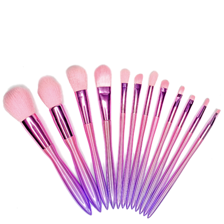 AllpeaU brushes set with bag #pink แปรงแต่งหน้าเซต 12 ชิ้น + กระเป๋า สีชมพูอมม่วง ครบจบทั้งหน้า และ ดวงตา